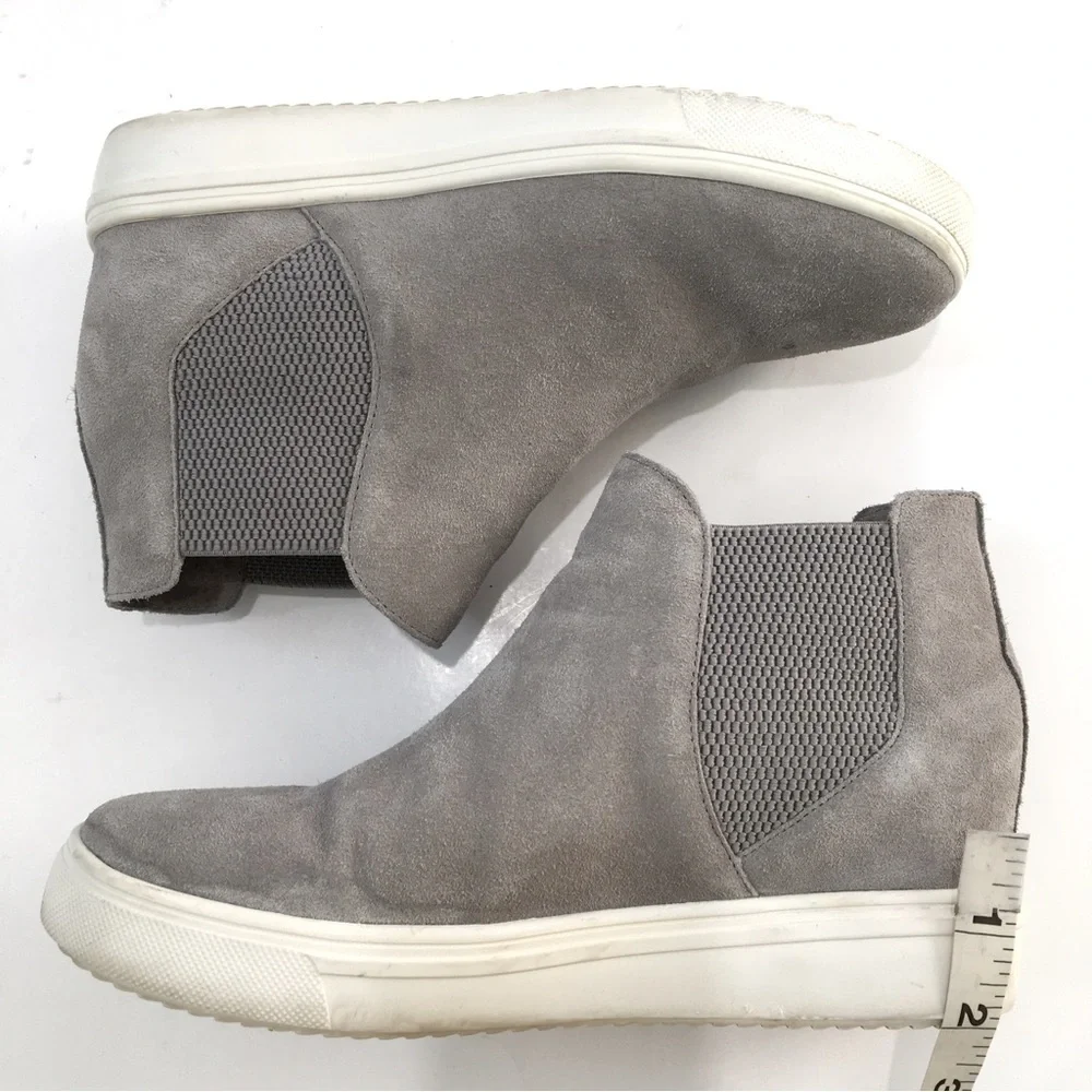 Steve Madden Sultan Gray Suede Leather slip on Chelsea platform Wedge Sneakers